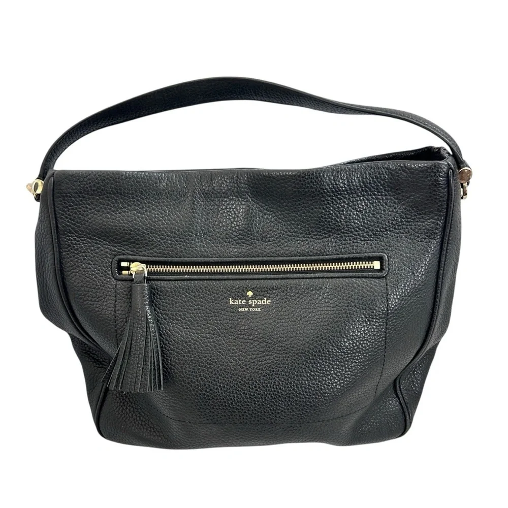 Kate Spade Chester Street Michaela Black Pebbled Leather Hobo Shoulder Bag